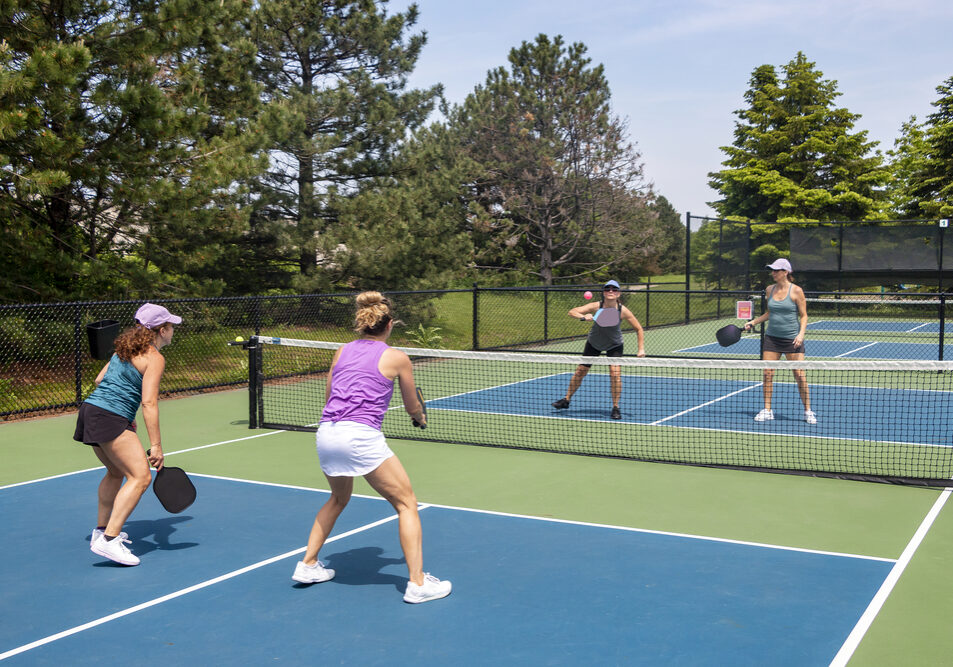 Pickleball Action at the Net